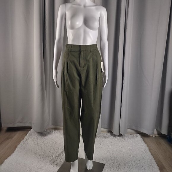 A New Day Women' 100% Cotton High Rise Relaxed Hip Olive Chino Pants Sz 8 (NWT) - Picture 1 of 10